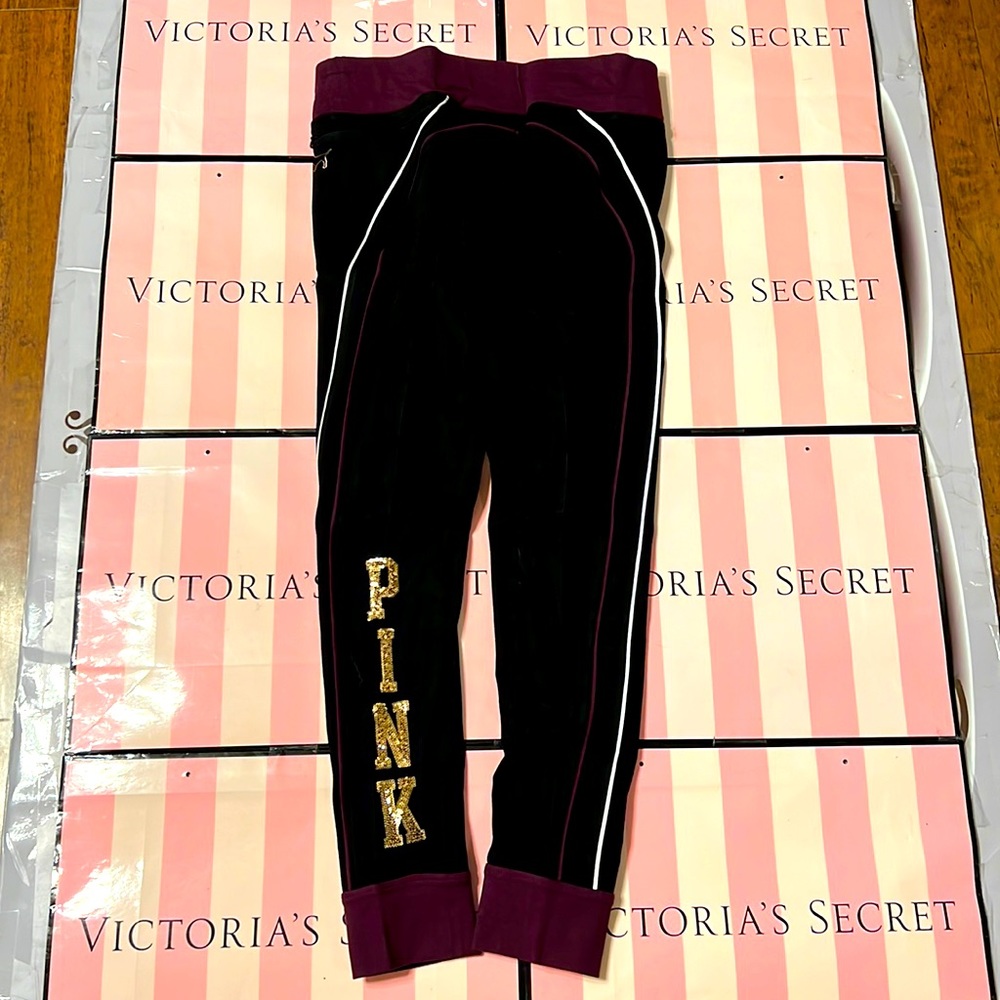 VS Pink Rose gold bling logo campus pocket legging